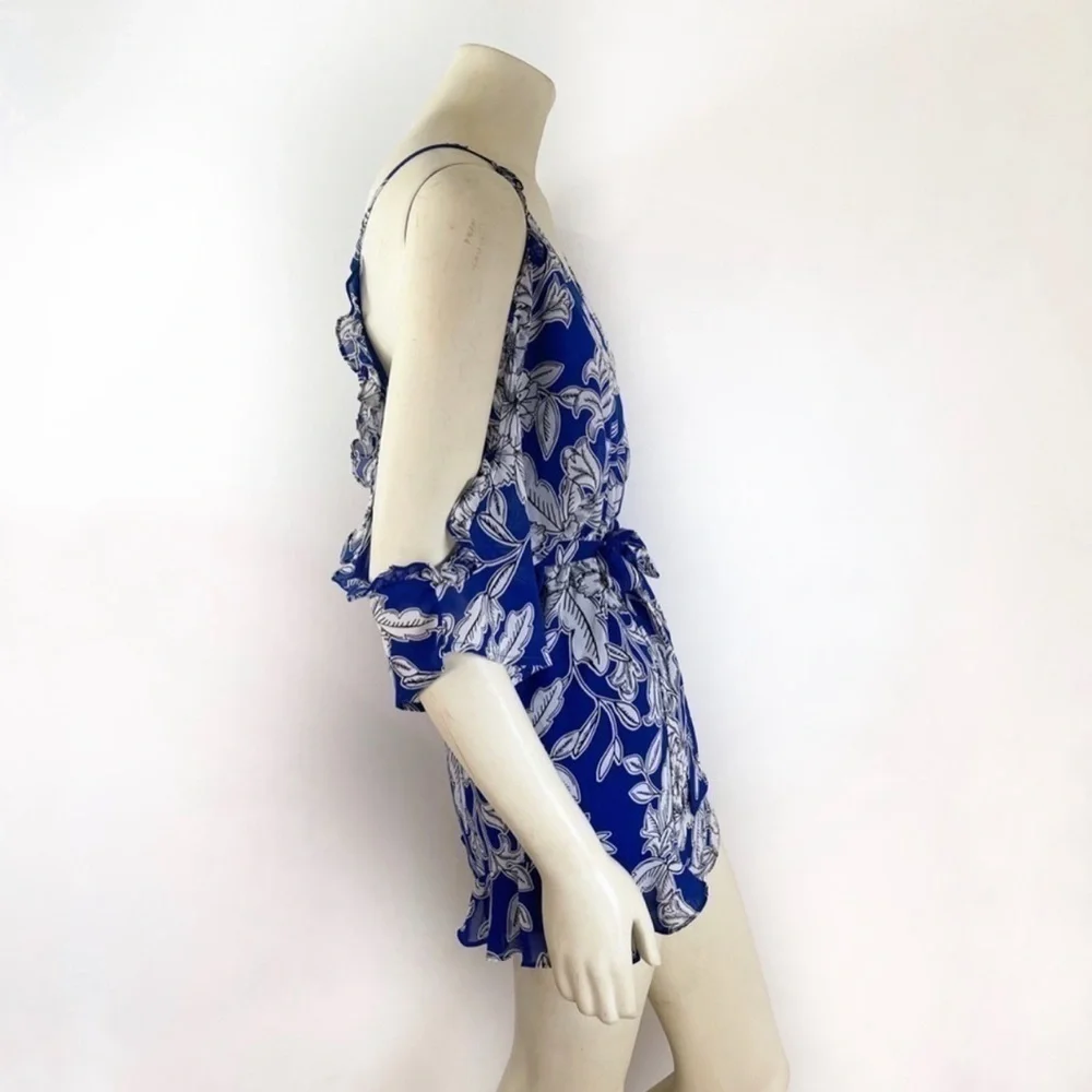 Bardot Sicily Cold Shoulder V-Neck Floral Romper